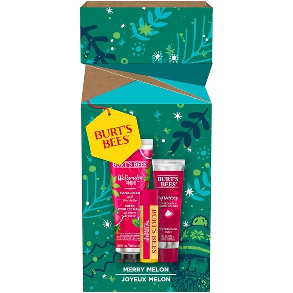 Burt's Bees Lip Balm, Squeezy Tinted Balm & Hand Cream Gift Set, Merry Melon - Picture 1 of 5